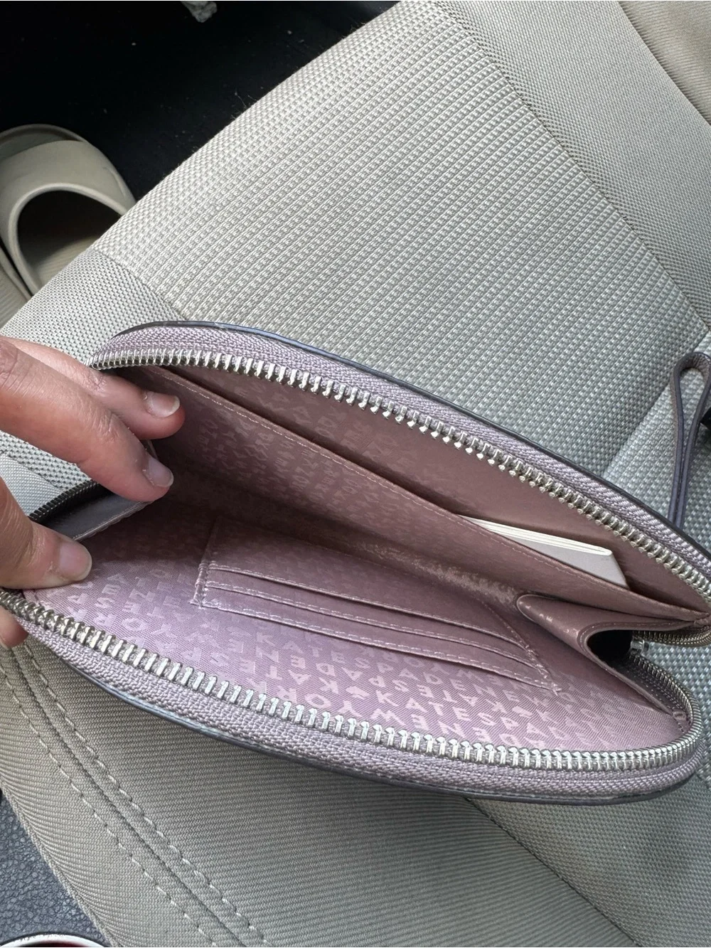 kate spade pebble leather wristlet in mauve taupe